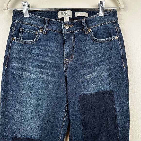 LOGO by Lori Goldstein Petite Shadow Patch Boyfriend Jeans Cropped Size 2P Boho - Picture 2 of 11
